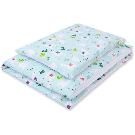 Juego de cama infantil de algodón de 2 piezas 120x90 cm - llamas menta/blanco