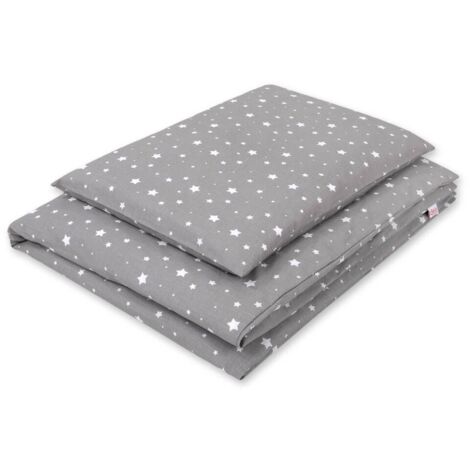 Juego de cama infantil de algodón de 2 piezas 135x100 - mini estrellas blancas sobre gris