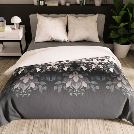 Juego de cama KELLY 160x200 cm - algodón satinado, oscuro, estampado elegante