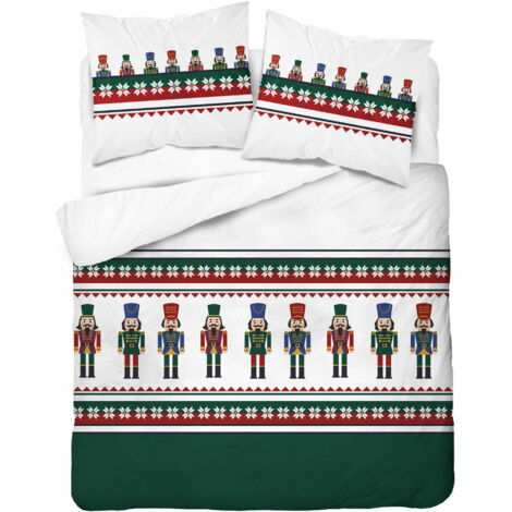 Juego de cama navideño Cascanueces Verde 220x200 100% Algodón
