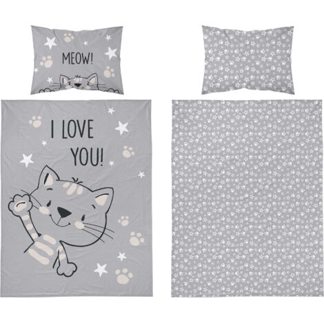 Juego de cama para bebé 100x135 Gatito Gris ALGODÓN
