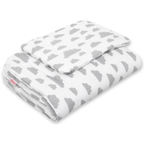 Juego de cama para recién nacido con relleno, 2 piezas, 75x100cm, nubes grises