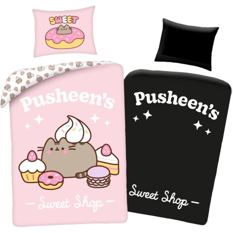 Juego de cama que brilla en la oscuridad 140x200 Pusheen Kitten Sweet Pink