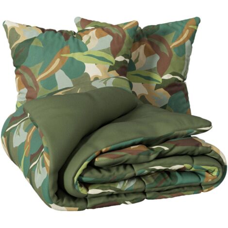 Juego de cama Renata de 3 piezas en percal de algodón verde 240x220cm - Atmosphera créateur d'intérieur