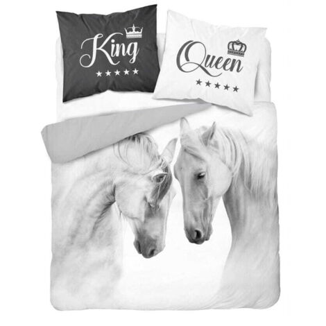 Juego de cama Royal Horses de algodón 160x200 Holland Natura