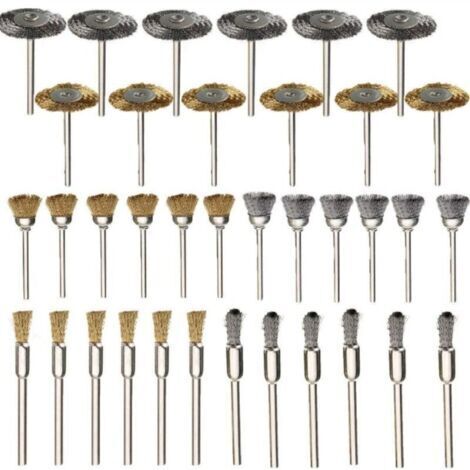 Juego de cepillos de latón INHHUB, 36 piezas, ruedas de alambre de acero, cepillos, taladro, herramientas rotativas, pulido, herramientas rotativas Dremel - INHHUB