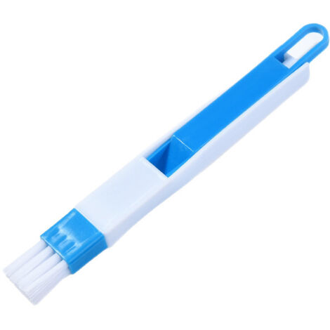 Juego de cepillos multifuncionales para limpiar puertas y ventanas, que incluye un cepillo para esquinas y un recogedor. Color azul.