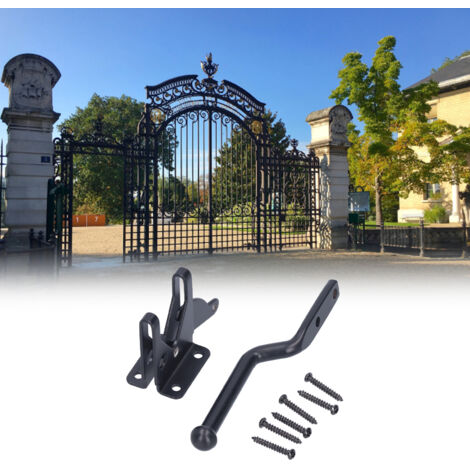 Juego de cerraduras para puertas y cercas – Resistente a la corrosión – Herrajes de seguridad de acero al carbono – Juego completo de herrajes para puertas con base, varilla y 6 tornillos para una fác