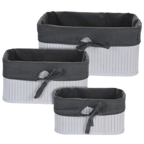 Juego de cestas de almacenamiento de bambú de 3 piezas - para baño y cocina