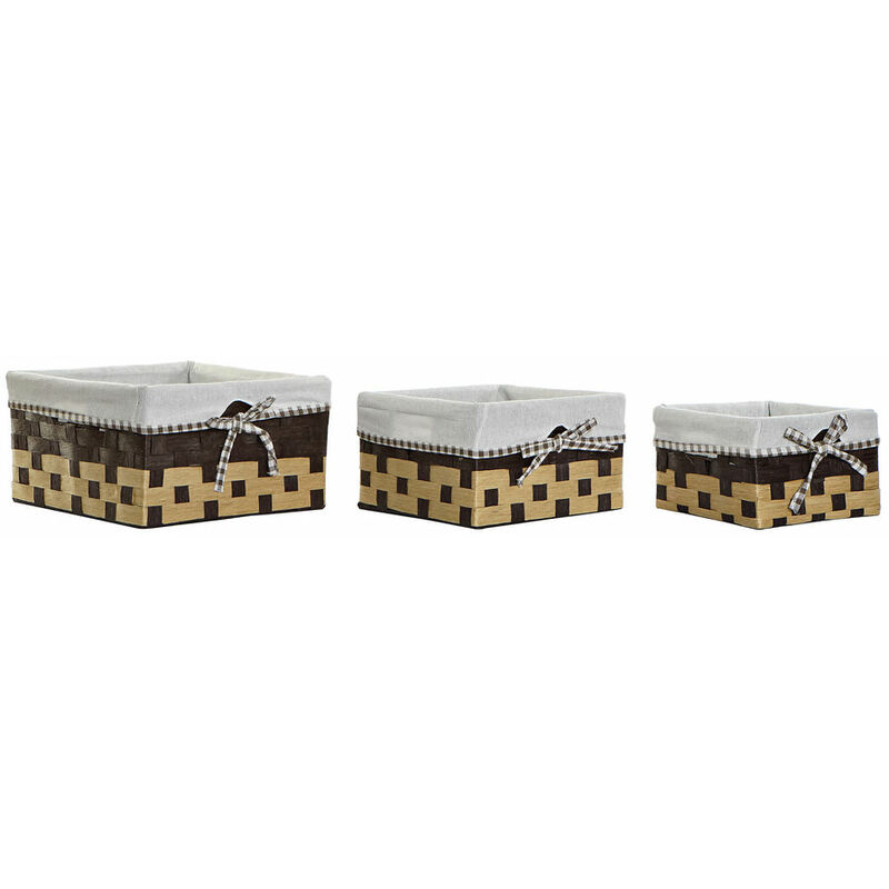 

Juego de Cestas DKD Home Decor Baños Lino Fibra Tradicional (3 pcs)