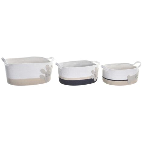 Juego de Cestas DKD Home Decor Blanco Gris Crema 60 x 31 x 25 cm (3 Piezas)