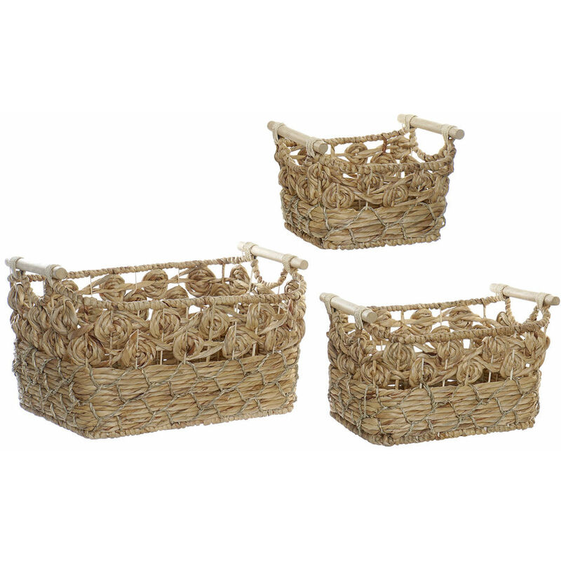 

Juego de Cestas DKD Home Decor Fibra Boho Hierba marina (3 pcs)