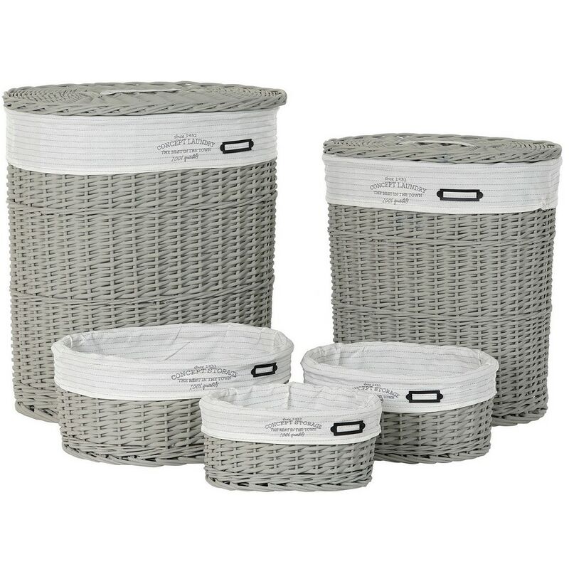 

Juego de cestas dkd home decor gris poliéster mimbre (5 pcs) Rogal