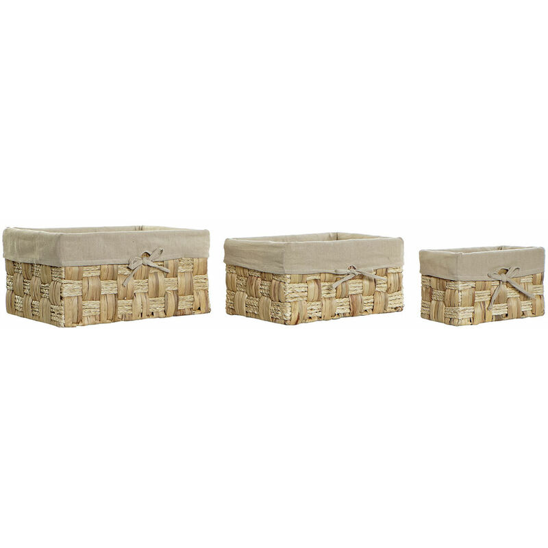 

Juego de Cestas DKD Home Decor Lino Fibra Bali (3 pcs)