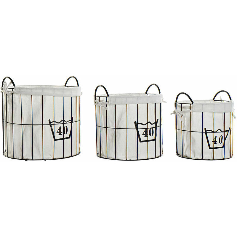 

Juego de Cestas DKD Home Decor Lino Metal Loft (3 pcs)