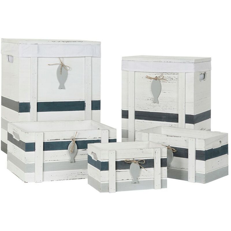 

Juego de Cestas DKD Home Decor Madera Tela (5 pcs) (36 x 25 x 48 cm) (39 x 30 x 20 cm) (33 x 23,5 x 18 cm) (40 x 30 x 55 cm) (27