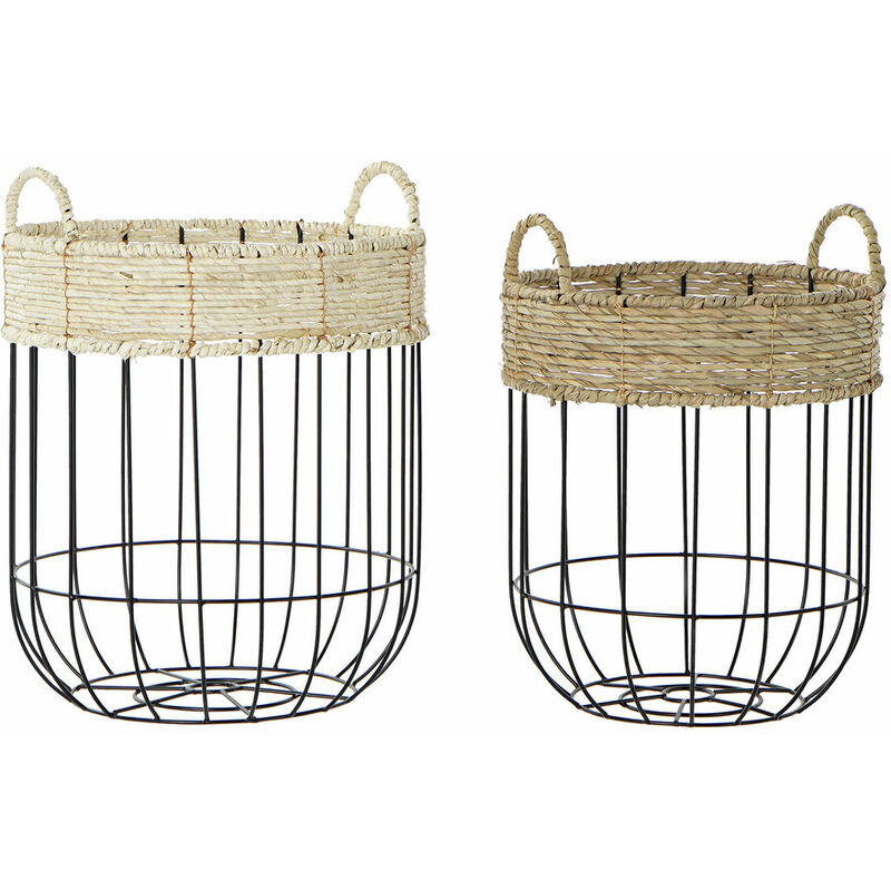 

Juego de Cestas DKD Home Decor Metal Fibra Loft (2 pcs)