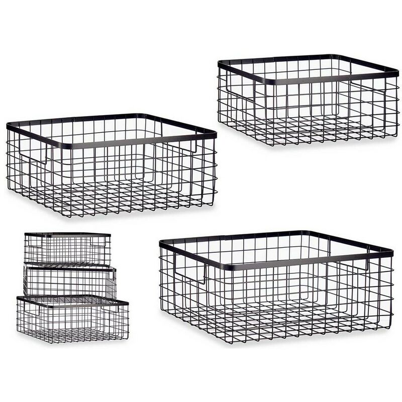 

Juego de Cestos Rectangular Negro Metal (3 pcs)