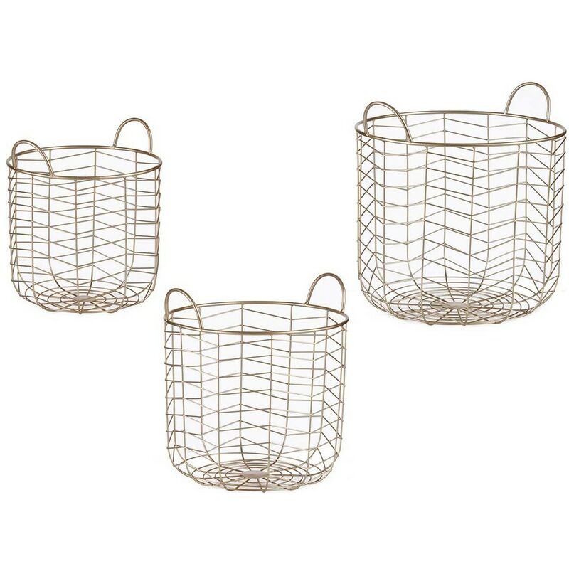 

Juego de Cestos Redondo Dorado Metal (3 pcs)