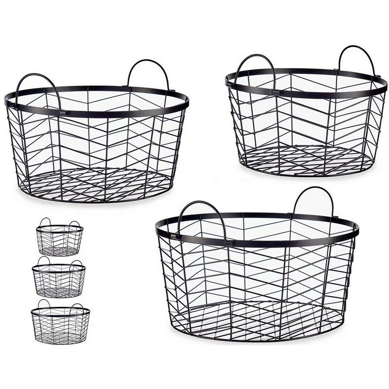 

Juego de Cestos Redondo Negro Metal (3 pcs)