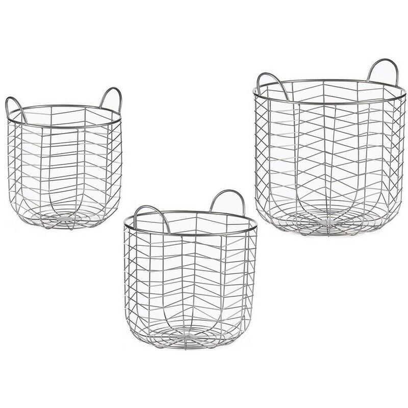 

Juego de Cestos Redondo Plateado Metal (3 pcs)