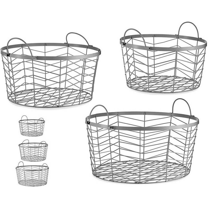 

Juego de Cestos Redondo Plateado Metal (3 pcs)
