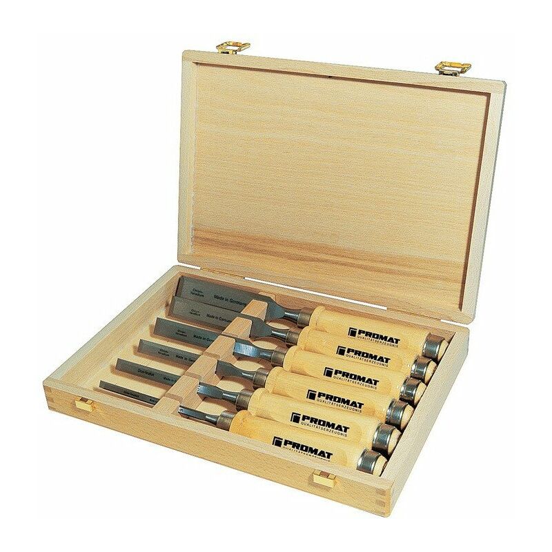 

Juego de cinceles 6.10.12.16.20.26mm portacarpes Ulmer form 6 piezas HO-box PROMAT