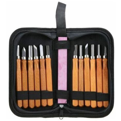 Juego de cinceles para madera, juego de herramientas para tallar madera de 13 piezas, cuchillo compacto para tallar madera a mano para carpintería con piedra de amolar, ideal para carpinteros,