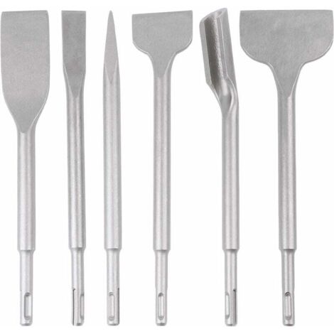 Juego de cinceles ZVD SDS-PLUS de 6 piezas, 25 cm de longitud, para quitar hormigón, suelos y azulejos, brocas para martillo perforador, cinceles SDS-PLUS para martillos perforadores.