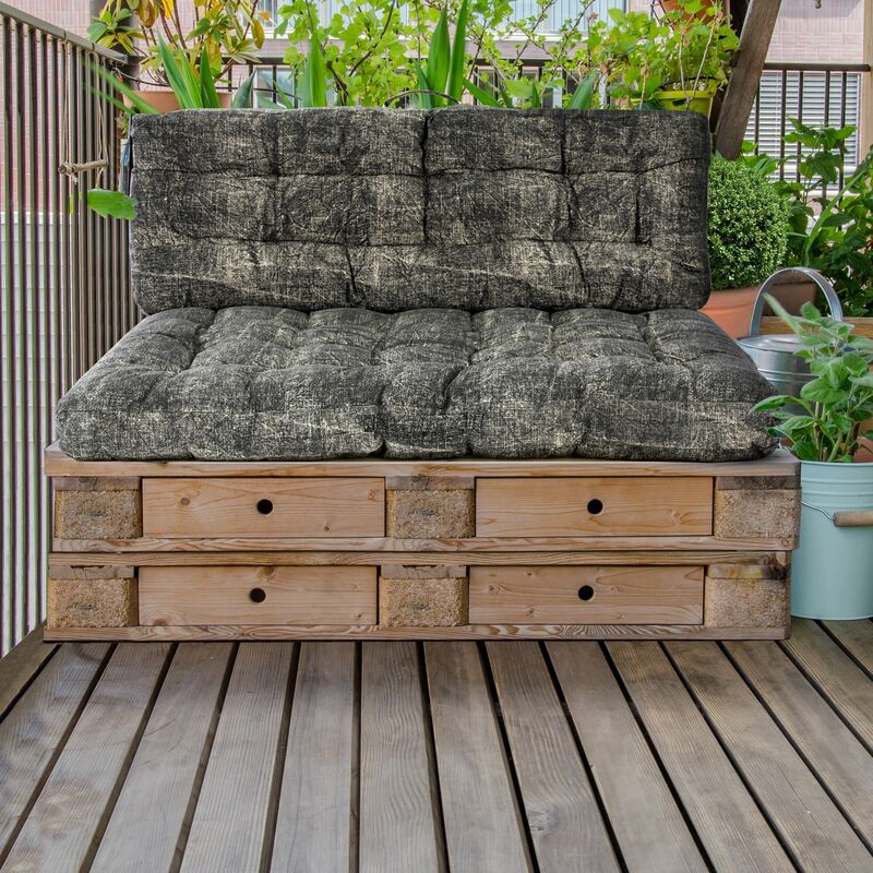 

Juego de cojínes para europalets almohada de asiento y respaldo gris 118x79 cm