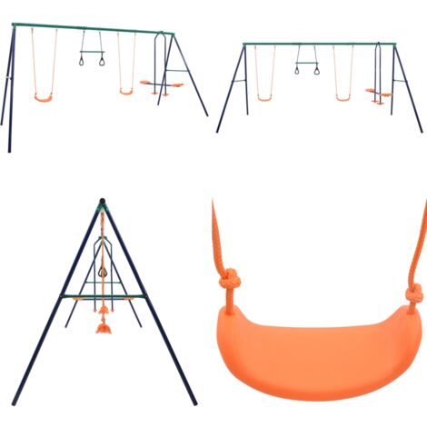 Juego de columpios con aros de gimnasia y 4 asientos acero - Columpios para niños - Columpios de acero