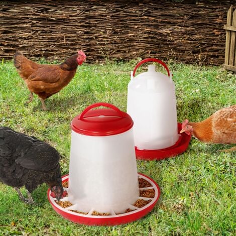 Juego de comedero de 3 KG y bebedero de 3 L para gallinas y aves de corral