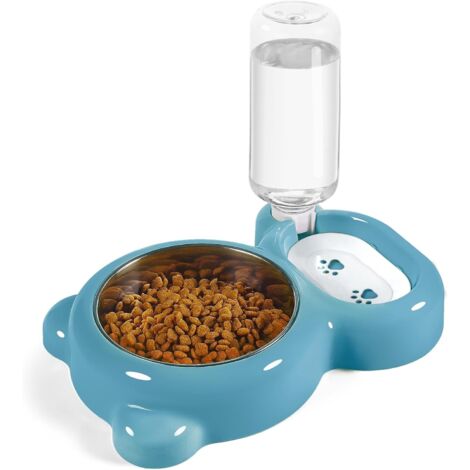 Juego de comederos y bebederos para mascotas, cuenco de acero inoxidable, apto para gatitos y cachorros - rosa