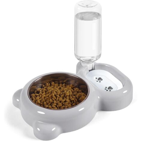Juego de comederos y bebederos para mascotas, cuenco de acero inoxidable, apto para gatitos y cachorros - rosa