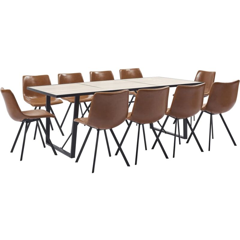 

Rogal Home&Deco Juego de comedor 11 piezas cuero sintético color coñac