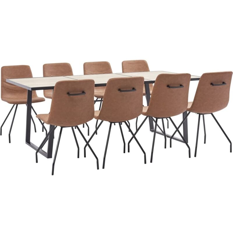 

Juego de Comedor Cuero Sintético 9 Piezas Marrón - Marrón - Vidaxl