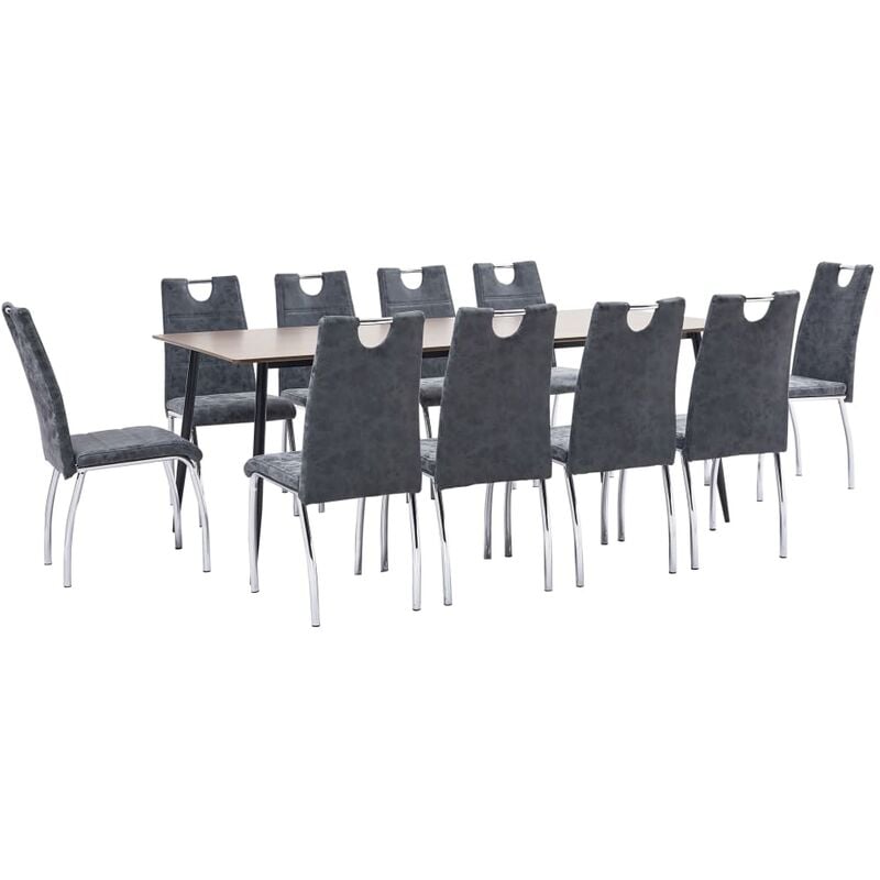 

vidaXL Juego de Comedor Cuero Sintético 11 Piezas Negro - Negro