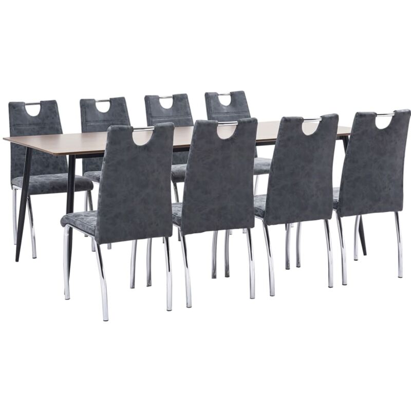 

vidaXL Juego de Comedor Cuero Sintético 9 Piezas Negro - Negro