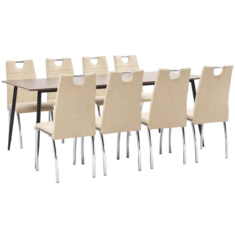 

Vidaxl - Juego de Comedor Cuero Sintético 9 Piezas Crema - Crema
