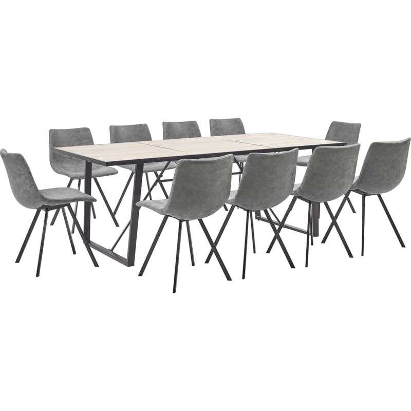

Rogal Home&Deco Juego de comedor 11 piezas cuero sintético gris