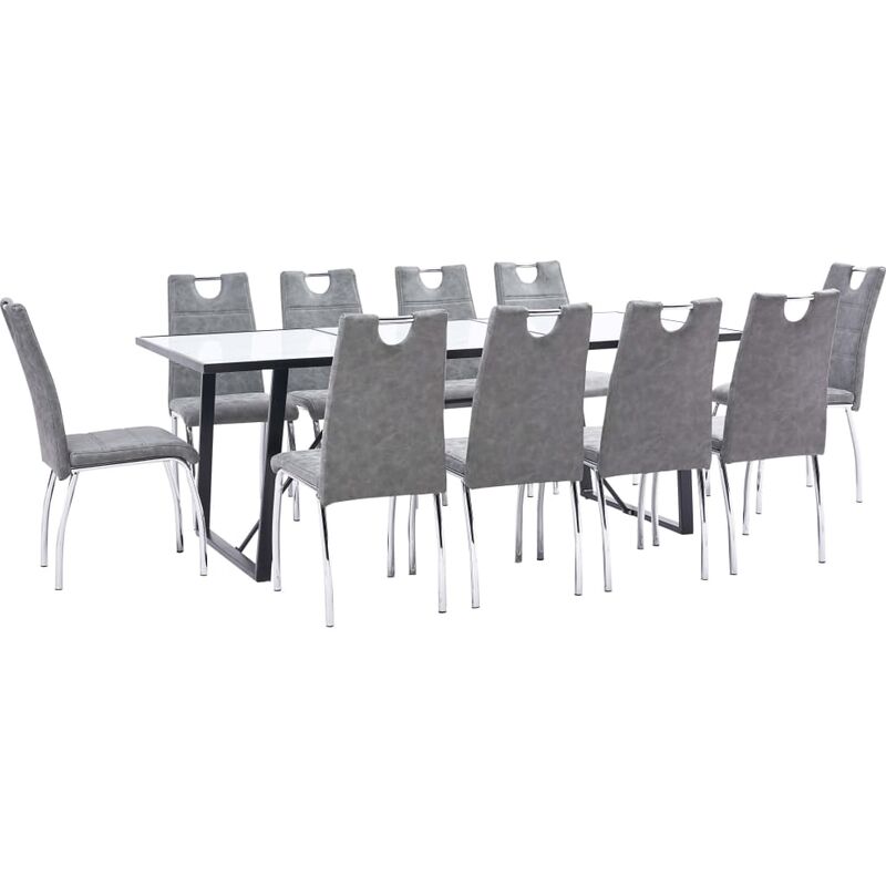 

Juego de comedor 11 piezas cuero sintético gris