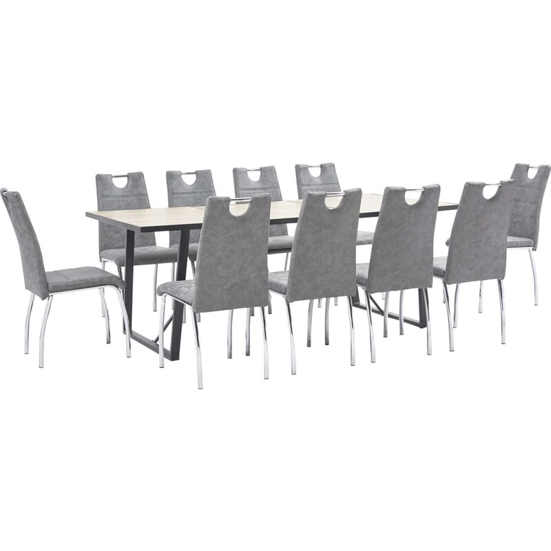 

Juego de comedor 11 piezas cuero sintético gris