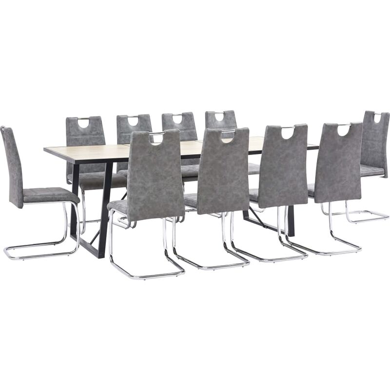 

Juego de comedor 11 piezas cuero sintético gris