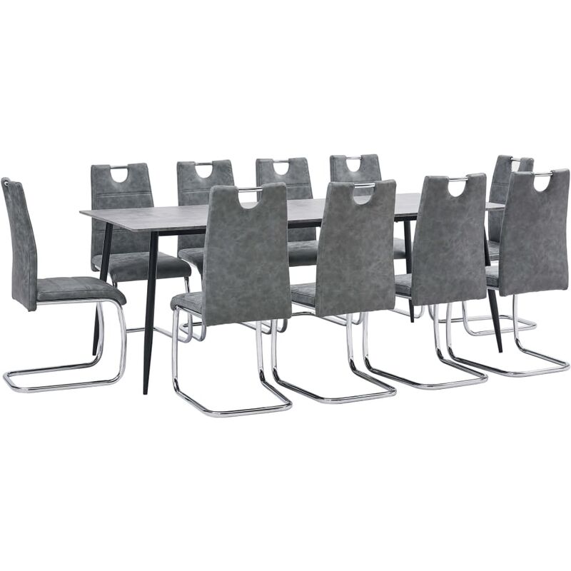 

Juego de comedor 11 piezas cuero sintético gris