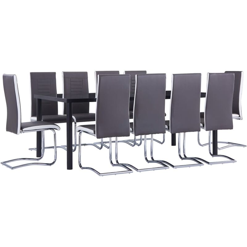 

Juego de comedor 11 piezas cuero sintético gris