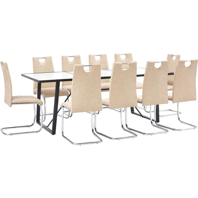 

vidaXL Juego de Comedor Cuero Sintético 11 Piezas Crema - Crema