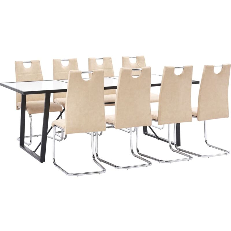 

vidaXL Juego de Comedor Cuero Sintético 9 Piezas Crema - Crema