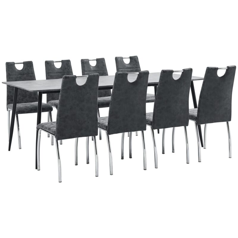 

vidaXL Juego de Comedor Cuero Sintético 9 Piezas Negro - Negro