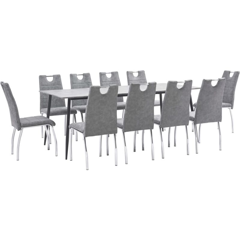 

vidaXL Juego de Comedor Cuero Sintético 11 Piezas Gris - Gris
