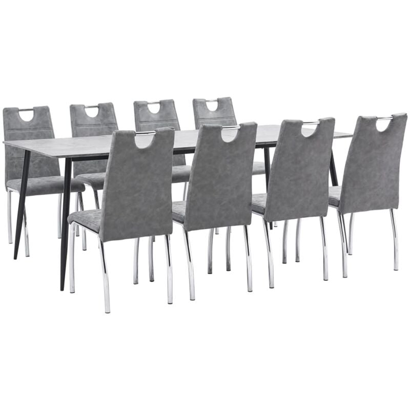 

vidaXL Juego de Comedor Cuero Sintético 9 Piezas Gris - Gris
